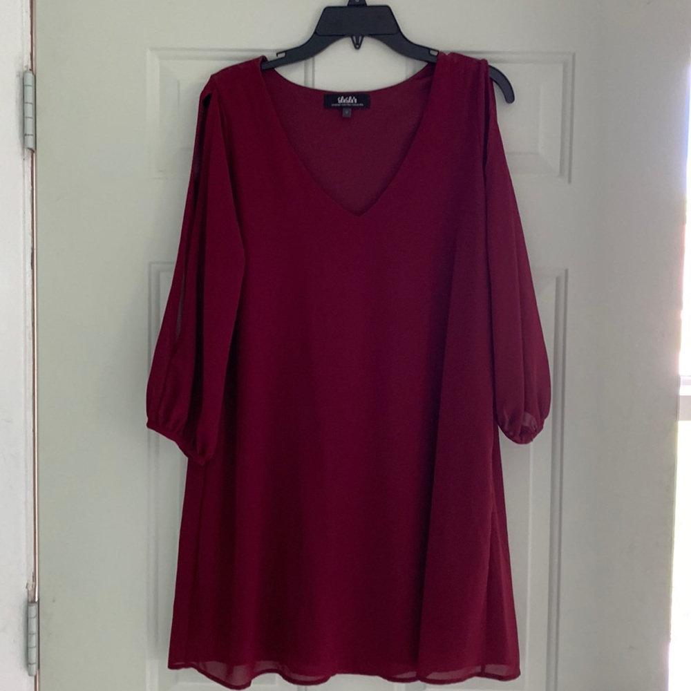 Lulu's Wine Red Long Sleeved Dress Medium EUC